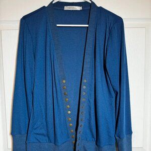 Long Sleeve Lightweight Cardigan Open Front Snaps Small
